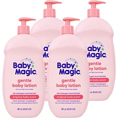 Baby Magic Gentle Baby Lotion | 30 Fl Oz (Pack of 4) | Vitamins & Aloe | Free of Parabens, Phthalates, Sulfates and Dyes