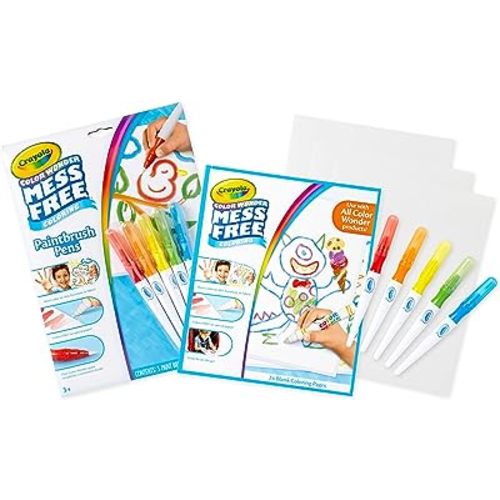 Crayola Color Wonder Paintbrush Pens & Paper, Mess Free Coloring for Toddlers, Painting Set, Toddler Arts & Crafts, Kids Gift