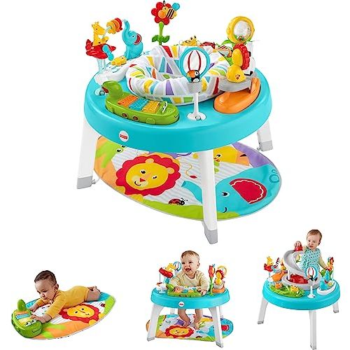 Fisher-Price Baby to Toddler Toy 3-in-1 Sit-to-Stand Activity Center with Music Lights and Spiral Ramp, Jazzy Jungle (Amazon Exclusive)