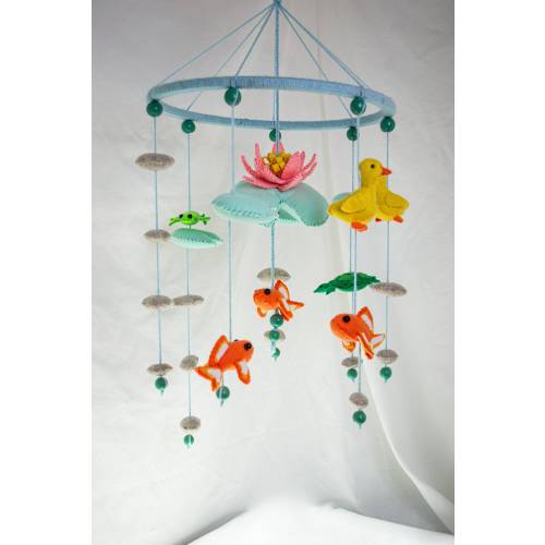 Pond baby mobile, Fish, Duck, Turtle and Frog baby mobile