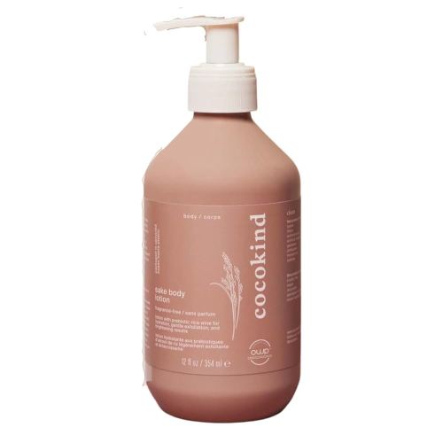 Cocokind Sake Body Lotion, Daily Lightweight Moisturizer Fragrance Free Body Lotion for Gentle Exfoliation, Support Skin Moisture Barrier, Smooth and Soft Skin, 12 Fl Oz