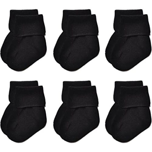 EPEIUS Baby Socks Unisex-Baby Seamless Turn Cuff Socks Cotton Rich Booties Socks 6 Pairs Pack Newborn Infant Toddlers