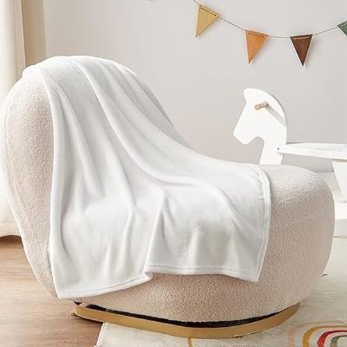 BEDELITE Baby Blankets for Boys and Girls 30" x 40", Soft Cozy Fuzzy Fleece Blanket for Kids Infant Newborn, Warm and Breathable Toddler Blanket for Crib Stroller Bed Travel, White