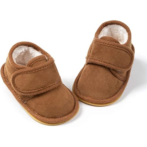HsdsBebe Baby Ankle Boots Infant Boys Girls Fleece Booties Anti-Slip Rubber Sole Sneakers Toddler Newborn Walking Crib Shoes