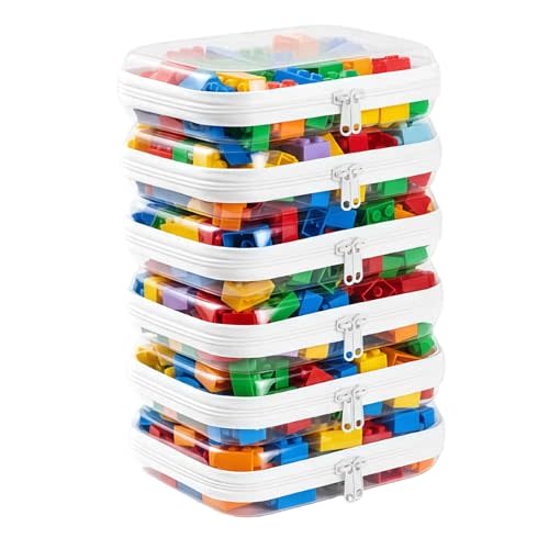 6-Pack Medium Minus Clear Hard Shell Zipper Pouches, Clear Zipper Bags, Hard Case Pouches for Purse & Diaper Bag Organizer, and Travel Essentials (6M-)
