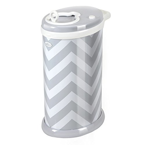 Ubbi Steel Odor Locking, No Special Bag Required Money Saving, Awards-Winning, Modern Design Registry Must-Have Diaper Pail, Gray Chevron