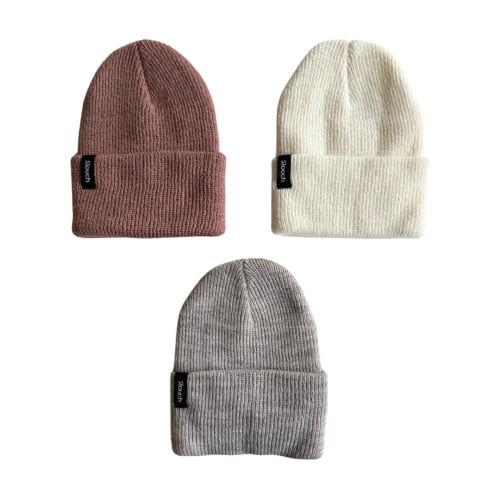 Clay, Cloud, & Oat Knit Cuff Beanie Bundle