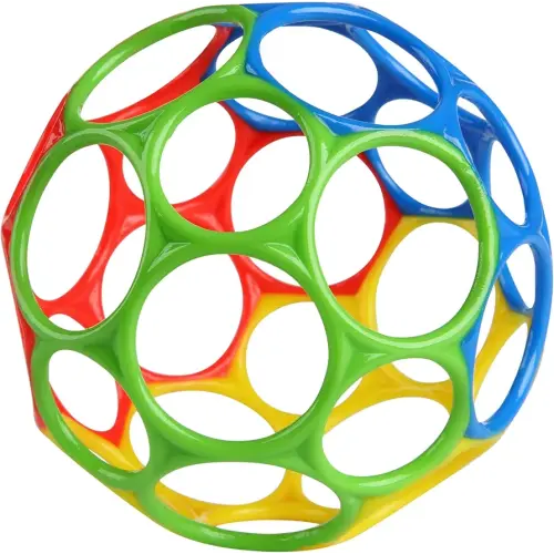 Bright Starts Oball Easy Grasp Classic Ball BPA-Free Infant Toy in Red, Yellow, Green, Blue, Age Newborn and up, 4 Inches