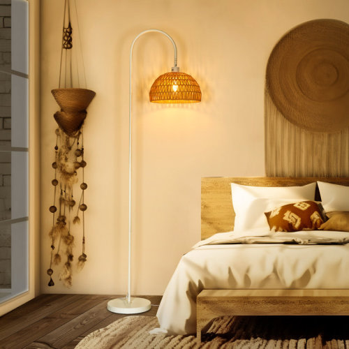 Bay Isle Home™ Beltrami 62" Arched/Arc Rattan Floor Lamp & Reviews | Wayfair
