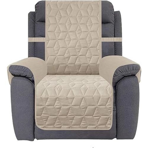 Ameritex Waterproof Nonslip Recliner Cover Christmas Decor Stay in Place, Dog Couch Recliner Cover Furniture Protector for Pets and Kids (Beige, 30'')