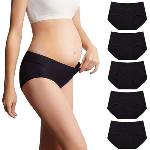 Mama Cotton Women's Under The Bump Maternity Panties Pregnancy Postpartum Maternity Underwear Multi-Pack