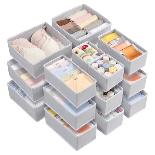 Vtopmart 18 Pack Drawer Organizer for Clothes, Dresser Drawer Organizer Bins, Foldable Fabric Closet Drawer Dividers, Underwear Storage Organizers for Baby Clothes, Bra, Socks, Ties, Scarf