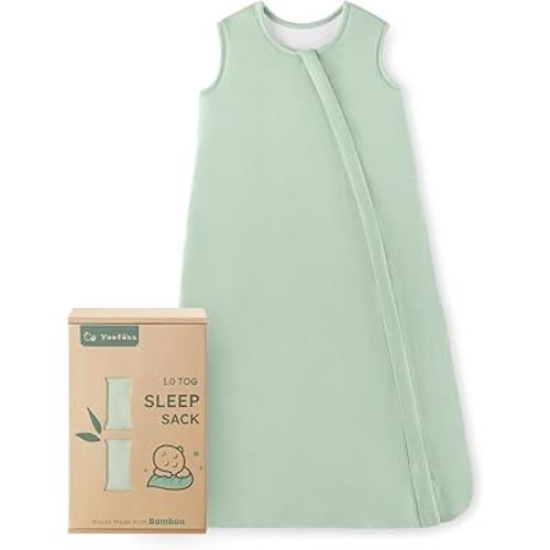 Yoofoss Rayon Made from Bamboo Baby Sleep Sack 0-6 Months 1.0 Tog Baby Wearable Blanket, Super Soft Infant Toddler Sleeping Sack 2-Way Zipper