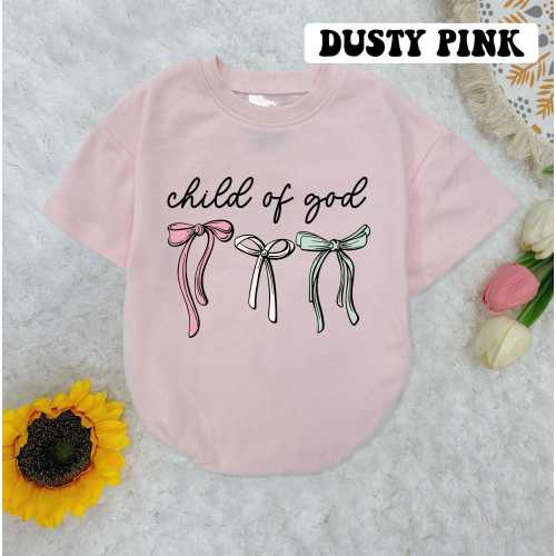 Child Of God Baby Romper Short Sleeves, Christian Baby Romper, Faith Religious Baby Bodysuit, Coquette Bow Romper