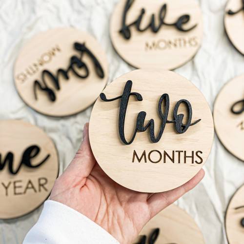 Hello World Monthly Sign, New Mom Gift, Baby Shower Gift, Milestone Discs, Baby Monthly Sign Set, Baby Announcement, Monthly Photo Markers