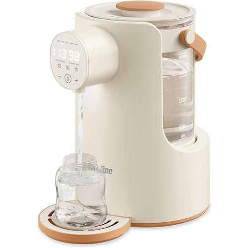Instant Water Warmer, 2L Baby Formula Dispenser, 5 Temperature Control & 7x24H Keep Warm, Baby Bottle Warmer with Night Light, Hot Water Dispenser for All Bottles, Detachable Glass Tank