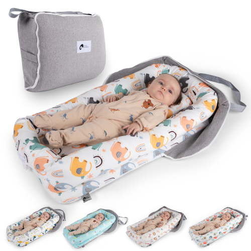 Joyful Journeys Versatile Diaper Bag & Lounger (Neutral Elephant)
