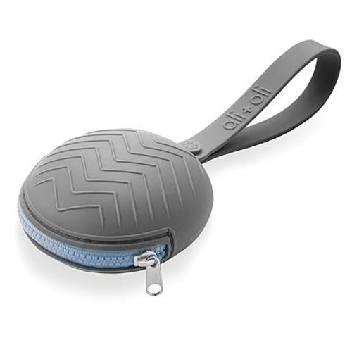 Ali+Oli Silicone Pacifier Holder Case (Grey) BPA-Free Newborn Pacifier Holder, Travel Baby Pacifiers Silicone Pouch, Silicone Pacifier Storage Case, 3 by 1.6 Inches - Zipper
