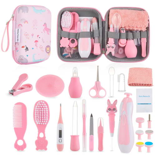 Lictin Baby Healthcare and Grooming Kit, 23 in 1 Electric Safety Nail Trimmer Newborn Nursery Health Care Set with Thermometer, for Infant Toddlers Baby Shower Gifts, Pink