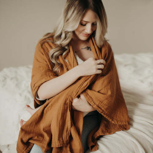 Organic Nursing Scarf – COLOR: INDI BLUE
