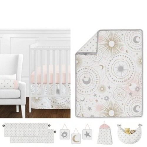 Sweet Jojo Designs Crib Bedding Set - Celestial - 11pc Pink/Gold
