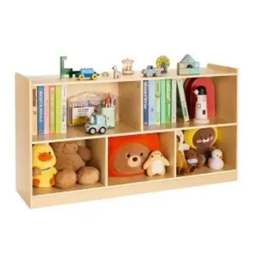 VEVOR Montessori Bookshelf, 45 in Width Toy Storage Organizer, 5-Section Kids Display Storage Cabinet, Daycare Furniture, Kids Bookshelf for Bedroom, Nursery, Living Room, Entryway, Preschool, Brown