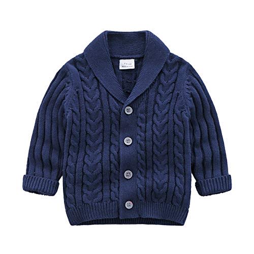 Feidoog Infant Baby Boys Cardigan Crochet Sweater V-Neck,Toddler Knit Button up Knitted Pattern Pullover Sweatshirt