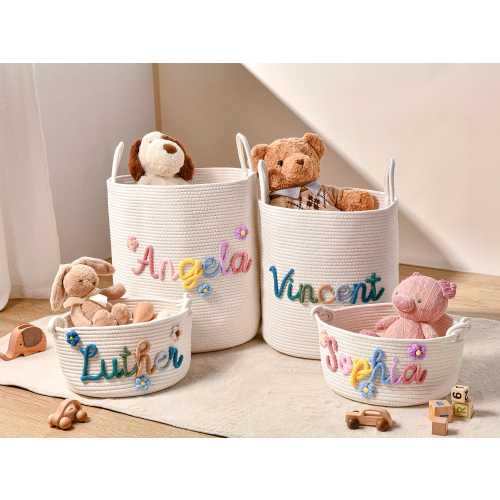 Personalized Handmade Basket, Baby Shower Gift Basket, Baby Gift, Baby Shower Gift, Rope Cotton Gift Basket, Storage Basket, Toy Organizer