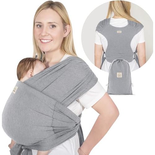 KeaBabies Baby Wrap Carrier Ring Sling - Easy to Wear, Adjustable D-Lite Baby Carrier Newborn to Toddler, Infant Carrying Shirt, Hands Free Bonding, Breathable Fabric Wearing Wrap (Classic Gray)