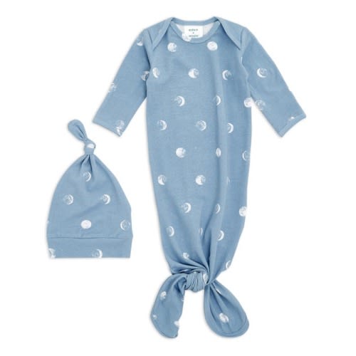 Aden + Anais comfort knit™ newborn gown + hat gift set - Blue Moon