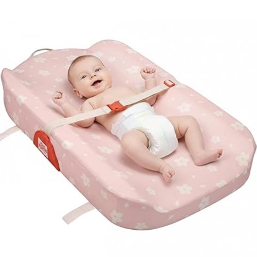 Tiny Marvels Baby Changing Pad with Cover, Waterproof Diaper Changing Pad with Non-Slip Base, Soft Contoured Changing Pad for Dresser, Nursery & Travel