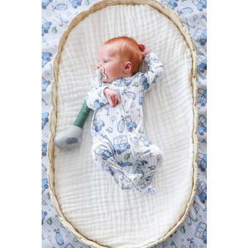 Zipper Footie in Caddie Crew Blue | Caden Lane