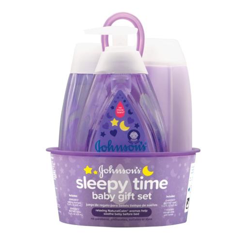 Johnson's Sleepy Time Bedtime Baby Gift Set: New Born Bath Essentials with Lotion, Wash and Shampoo, 4 Items