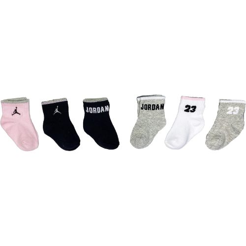 Nike Jordan Baby Girls Legacy Lighweight Ankle Socks 6 Pack (W(NJ0362-A9Y)/P, 12-24 Months)