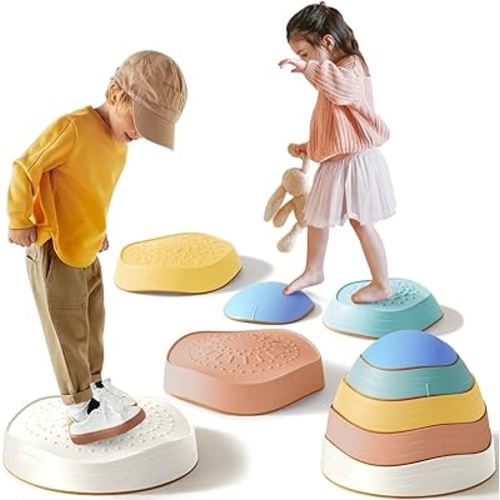 Tiny Land Stepping Stones for Kids, 5pcs Non-Slip Toddler Stepping Stones, Sensory Stepping Stones for Promoting Toddler's Balance & Coordination Skills, Stepping Stones for Toddlers 3-5