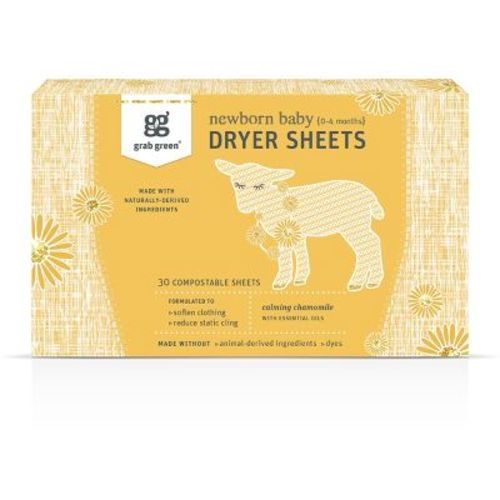 Grab Green Newborn Baby Dryer Sheets, 40 Sheets, Calming Chamomile Scent