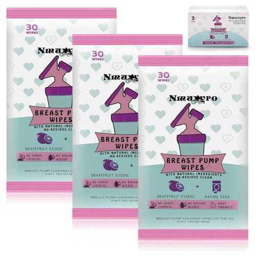 Breast Pump Wipes, 3 Packs Natural Pump Cleaning Wipes On The Go, Resealable Manual Pacifier Wipes Quick Clean Breastfeeding Supplies