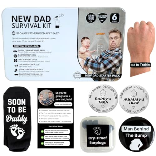 Funny New Dad Gift for First Time Parents | Unique Pregnancy Present for Expecting Fathers to Be | Best New Father Present for Gender Reveal or Baby Shower | Includes Socks, Decision Coin & More