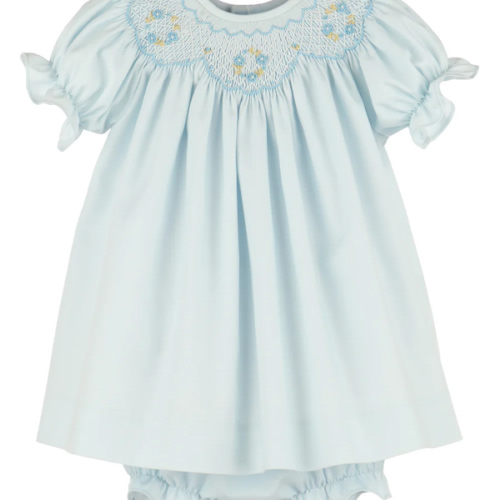 Classic Smock Bishop Dress Blue