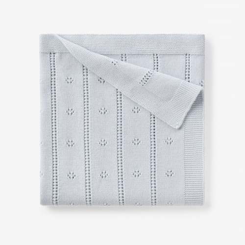 Pale Blue Pointelle Knit Baby Blanket – Elegant Baby