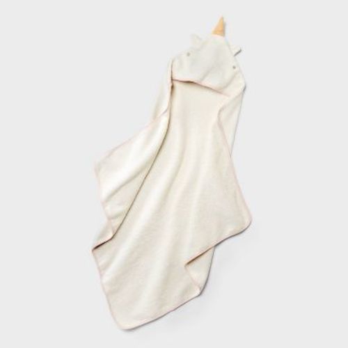 Baby Hooded Towel - Cloud Island™ Cream: Cotton Terry, Unicorn Pattern, 30"x30", Machine Washable, Tumble Dry
