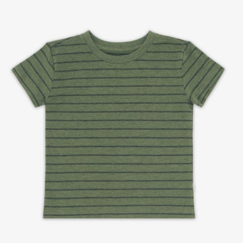 Olive Stripes Short Sleeve Relaxed Tee, 12-18m