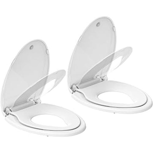Toilet Seat, Elongated Toilet Seat with Toddler Seat Built in, Potty Training Toilet Seat Elongated Fits Both Adult and Child, with Slow Close and Magnets- Elongated 2 Packs
