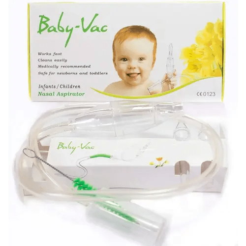 Clinically Tested Baby Nasal Aspirator - Vacuum-Powered Nose Sucker with Suction Head & Cleaning Brush for Safe and Gentle Relief