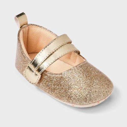 Baby Girls' Shimmer Flat Crib Shoes - Cat & Jack™ Gold