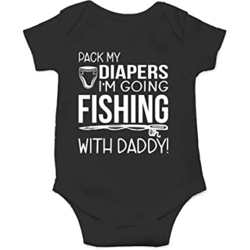 AW Fashions Pack My Diapers, I'm Going Fishing With Daddy Baby Bodysuit Newborn Boy Outfits Cute Romper