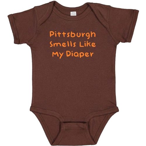 Pittsburgh Smells Like My Diaper Cleveland Fan Baby Bodysuit - Brown