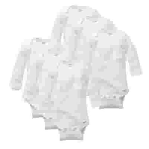 Gerber Cotton Long Sleeve Bodysuits, White, Preemie-24 Months, 6-Pack