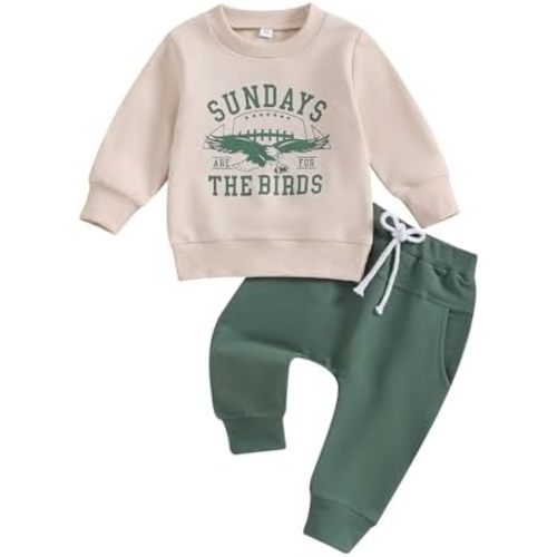 Karuedoo Toddler Baby Boy Game Day Football Outfit Sundays Are for the Birds Sweatshirt and Jogger Pants Set
