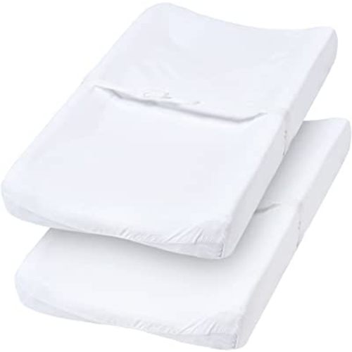 PHF Baby Changing Pad Covers for Boys Girls, 2 Pack Ultra Soft Breathable Microfiber Changing Pad Table Sheets for Most Baby Changing Pads, White & White